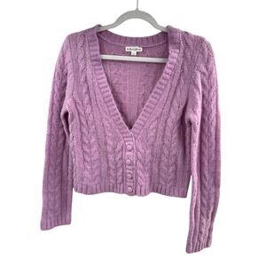 For Love And Lemons Long Sleeve Womens Small Lilac Billie Cropped Cardigan